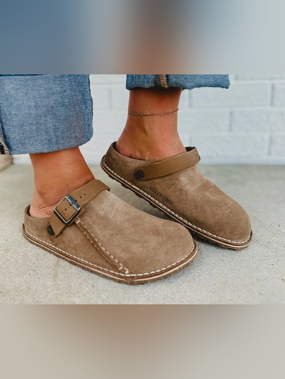 HiBirkenstock Lutry Premium Suede Clogs - Gray Taupe